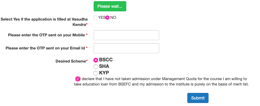 select the desired scheme under BSCC